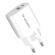 Wozinsky WGWCW USB-A USB-C 20W wall charger WHITE