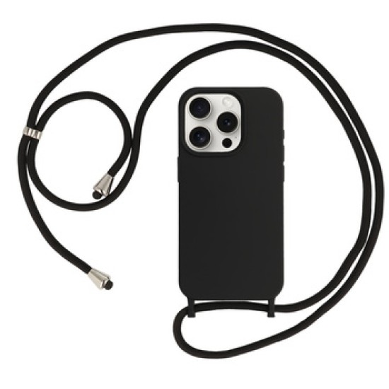 STRAP SILICONE CASE FOR IPHONE 13/14 DESIGN 1 BLACK