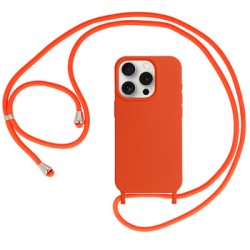 STRAP SILICONE CASE FOR IPHONE 15 DESIGN 1 ORANGE