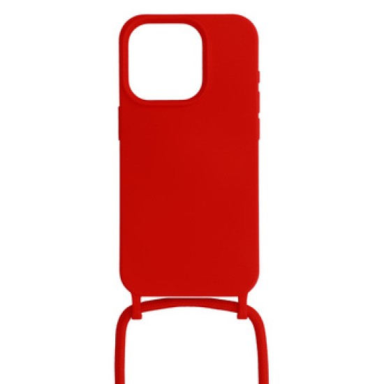 STRAP SILICONE CASE FOR IPHONE 15 PLUS DESIGN 1 RED