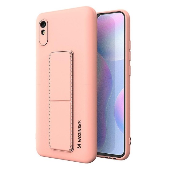 Θήκη Wozinsky Kickstand Case flexible silicone cover with a stand Xiaomi Redmi 9A ροζ