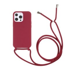 msCase Back Cover Σιλικόνης με Κορδόνι Iphone 13 Σκούρο Κόκκινο