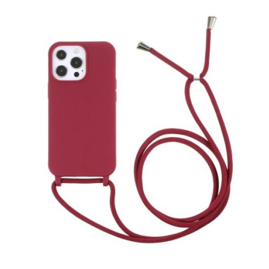 msCase Back Cover Σιλικόνης με Κορδόνι Iphone 13 Σκούρο Κόκκινο