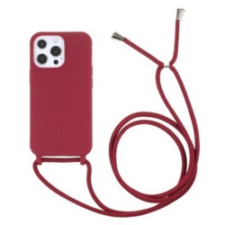 msCase Back Cover Σιλικόνης με Κορδόνι Iphone 13 Σκούρο Κόκκινο
