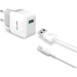 Φορτιστής Τοίχου Celly 2.4A & Lightning Cable Λευκό