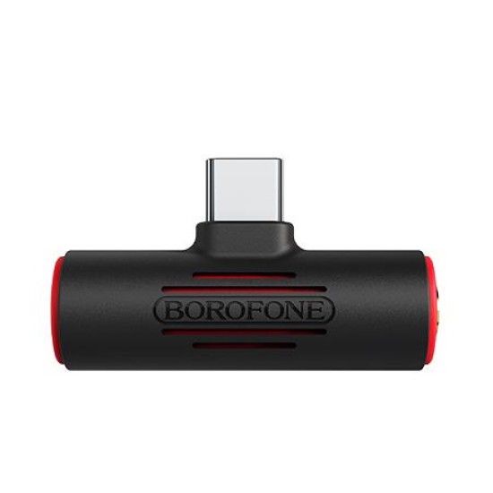 Borofone αντάπτορας BV8C 2In1, Type-C σε Type-C & 3.5mm, Μαύρο