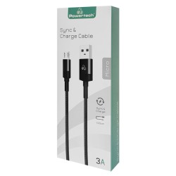 Powertech Καλώδιο USB σε Micro USB eco round PTR-0080, copper, 1m, Μαύρο