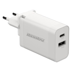 Rockrose φορτιστής τοίχου Casa PQ Pro, 2x USB, PD, QC 3.0, 30W, Λευκό