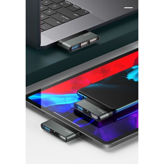 Usams USB Type-C hub SJ461, 1x USB 3.0, 2x USB 2.0, Γκρι