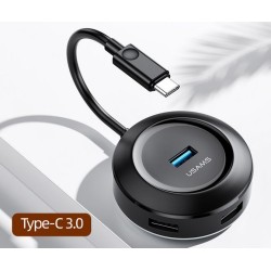 Usams USB Type-C hub SJ415 USB 3.0, 1x USB 3.0, 3x USB 2.0, 1m, Μαύρο