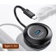 Usams USB Type-C hub SJ415 USB 3.0, 1x USB 3.0, 3x USB 2.0, 1m, Μαύρο
