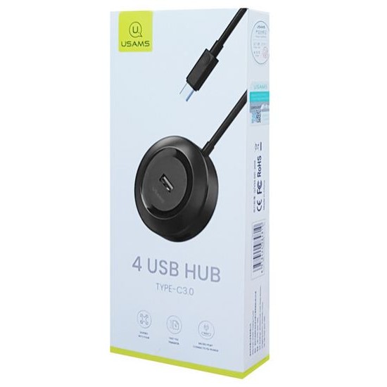 Usams USB Type-C hub SJ415 USB 3.0, 1x USB 3.0, 3x USB 2.0, 1m, Μαύρο