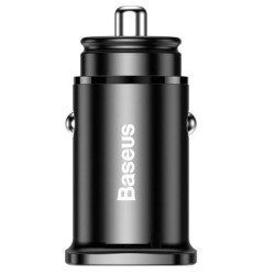 Baseus Square Metal USB-C + USB-A 30W PPS Car Charger (PD3.0 / QC4.0) Μαύρο