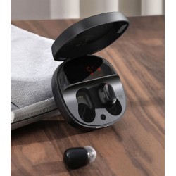 Baseus earphones Encok WM01 Plus True Wireless, με θήκη φόρτισης Μαύρο