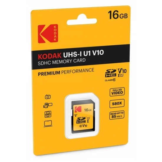 Memory Card MicroSD Kodak UHS-I U1 Premium Performance 16GB Class 10 with Adapter