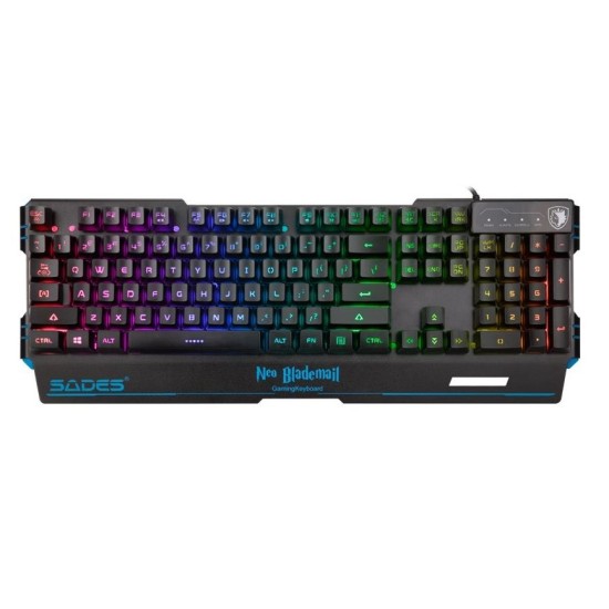 Πληκτρολόγιο Sades Gaming Keyboard Neo Blademail, RGB Backlit, Membrane Μαύρο
