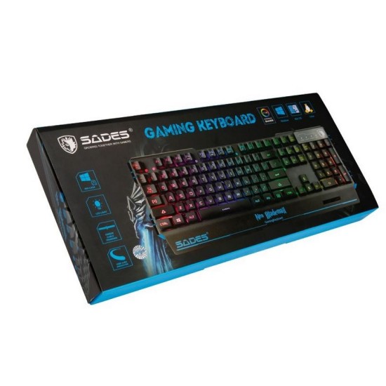 Πληκτρολόγιο Sades Gaming Keyboard Neo Blademail, RGB Backlit, Membrane Μαύρο
