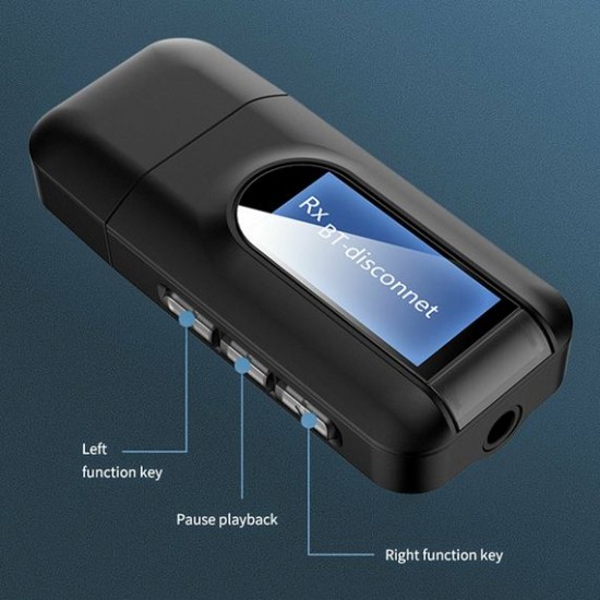 Wireless receiver & transmitter με οθόνη BT-005, Bluetooth 5.0 EDR Μαύρο