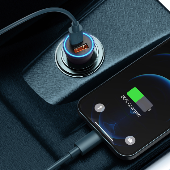 Baseus Car Charger Golden Contactor Max - USB + Type C - QC PD 60W (CGJM000113) dark grey