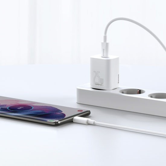 Baseus Super Si 1C Wall charger - Type C - QC 3.0 PD 25W 3A with Type C to Type C cable (TZCCSUP-L0
