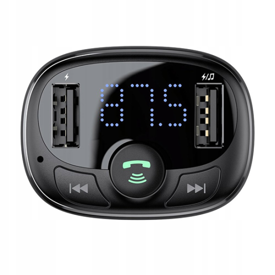 Baseus Transmitter FM T-type Bluetooth MP3 - 2xUSB - 3,4A charger (CCTM-01) Black