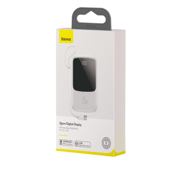 BASEUS POWER BANK 10000MAH QPOW - 2XUSB + TYPE C - 3A 15W WITH TYPE C (PPQD-A02) Λευκό