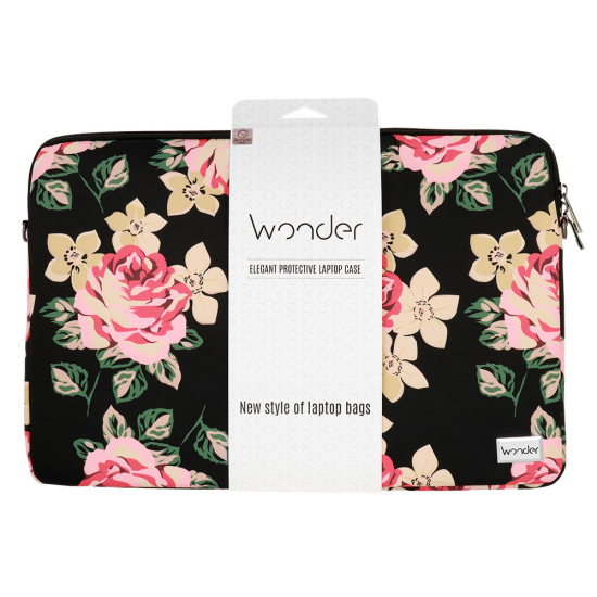 WONDER SLEEVE LAPTOP 13-14 INCHES BLACK AND ROSES