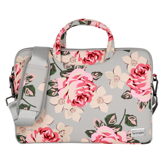 WONDER BRIEFCASE LAPTOP 17 INCHES GREY AND ROSES
