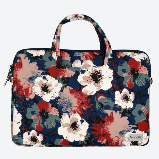 Wonder Briefcase Laptop 17 inches blue and camellias Wonder Briefcase Laptop 17 inches blue and camellias