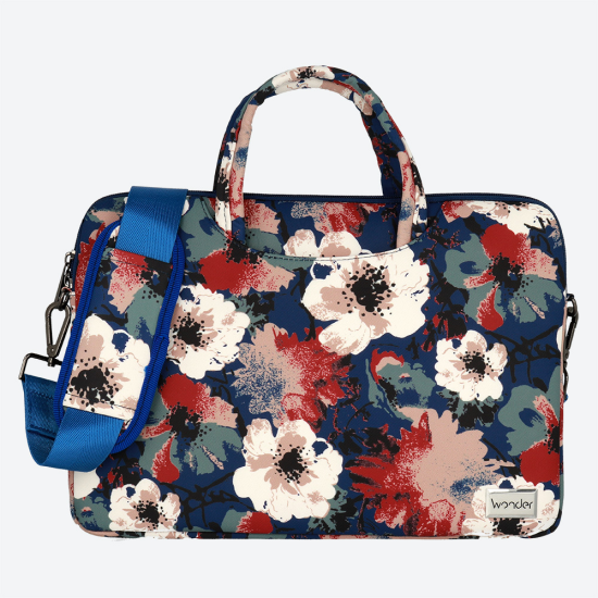 Wonder Briefcase Laptop 17 inches blue and camellias Wonder Briefcase Laptop 17 inches blue and camellias