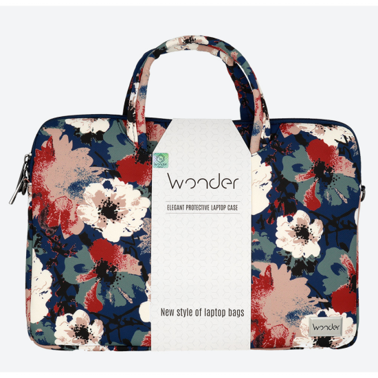 Wonder Briefcase Laptop 17 inches blue and camellias Wonder Briefcase Laptop 17 inches blue and camellias