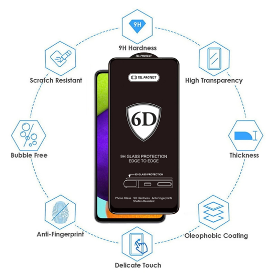 FULL GLUE 6D TEMPERED GLASS FOR IPHONE 14 PRO BLACK