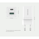 WALL CHARGER DUX DUCIS C80 SUPER SI - USB + TYPE C - PD 30W QC 3.0 18W 3A WHITE