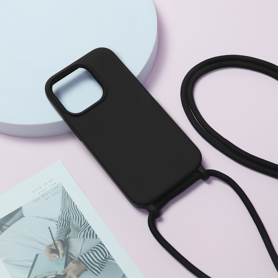 STRAP SILICONE CASE FOR IPHONE 11 DESIGN 1 BLACK