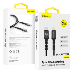 BLAVEC CABLE RAPTOR BRAIDED - TYPE C TO LIGHTNING1 METRE (BLACK-GREY