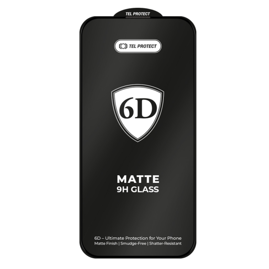 Tel Protect Full Glue 6D Matt Tempered Glass for Iphone 17 Pro Max Black