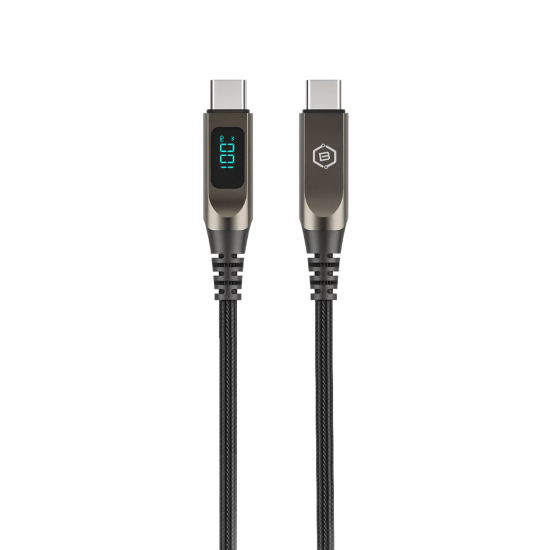 Blavec LED / Braided USB 2.0 Cable USB-C male - USB-C 100W Γκρι 1.2m