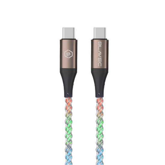 Blavec LED / Braided USB 2.0 Cable USB-C male - USB-C 60W PD 1m