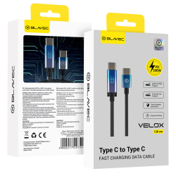 Blavec LED / Braided USB 2.0 Cable USB-C male - USB-C 100W PD Μαύρο 1.2m