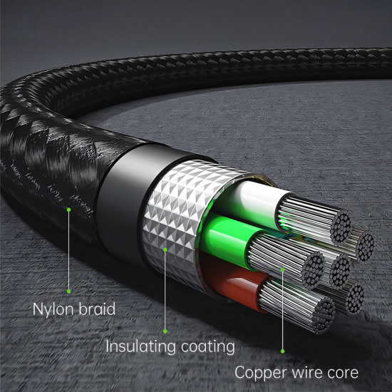 Blavec LED / Braided USB 2.0 Cable USB-C male - USB-C 100W PD Μαύρο 1.2m