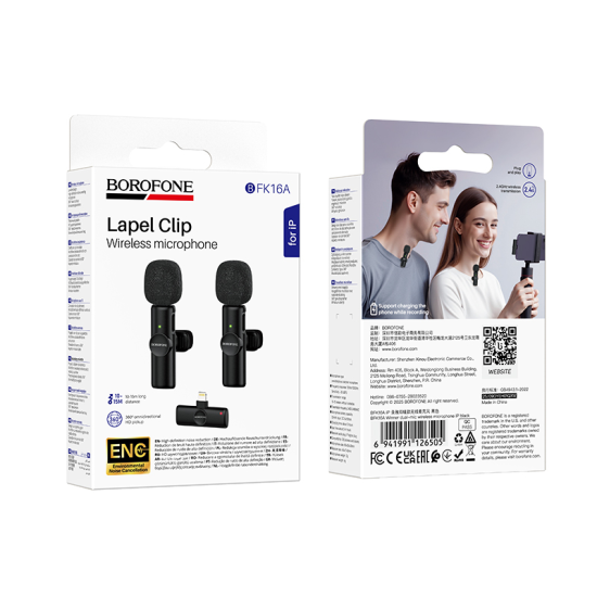 Borofone Lavalier wireless microphone BFK16A Winner Lightning black - 2 pieces