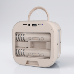 Blavec Portable Bluetooth Speaker WS-09 Karaoke Fun - 10W with 2 microphones and display  beige