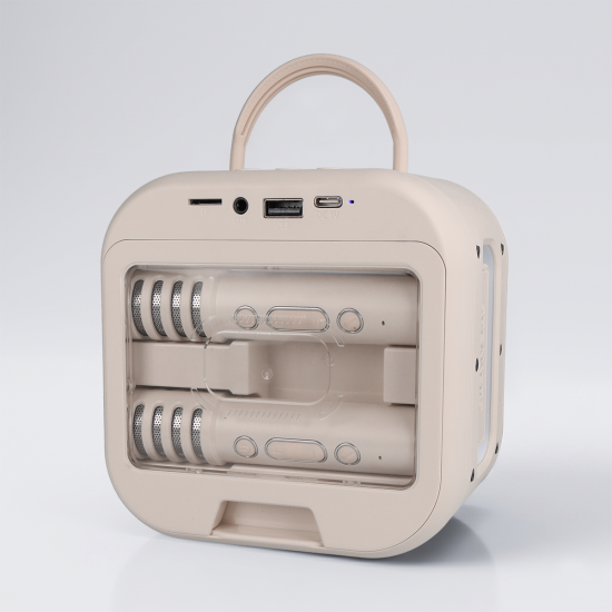 Blavec Portable Bluetooth Speaker WS-09 Karaoke Fun - 10W with 2 microphones and display  beige