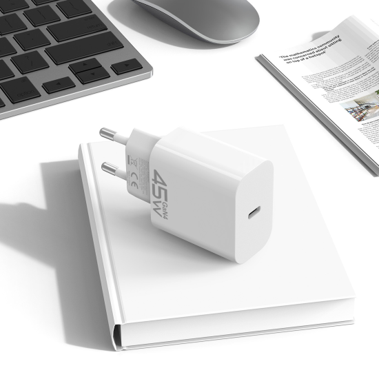 Blavec Wall charger BC-7 GaN4 - Type C - PD QC 45W 3A with Type C to Type C cable  white