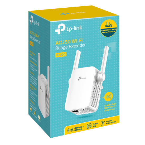 TP-LINK Wi-Fi Range Extender AC750 RE205 Ver:3.0 Λευκό