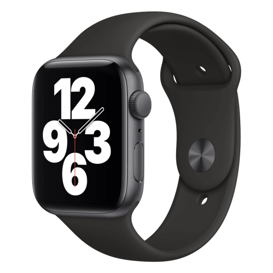 Apple Watch SE GPS 44mm Space Γκρι Aluminium με Sport Band Μαύρο