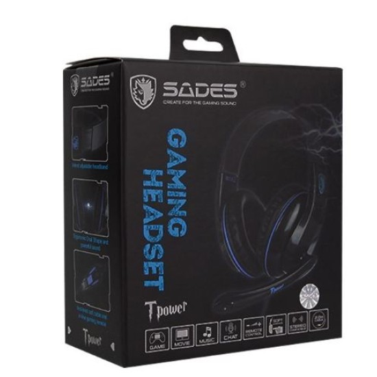 Sades Gaming Headset TPower με 40mm ακουστικά, Μπλε