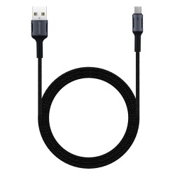 Rockrose καλώδιο USB σε Micro USB Armour AM, 2.4A 12W, 1m, Μαύρο / Μπλε
