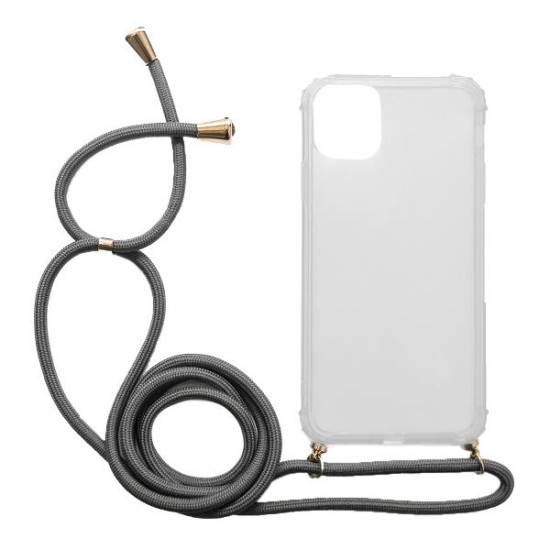 Διάφανη θήκη Crossbody Inos για το iPhone 11 με Γκρι κορδόνι