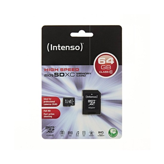 Intenso κάρτα μνήμης Micro SDXC Class 10 64GB με αντάπτορα